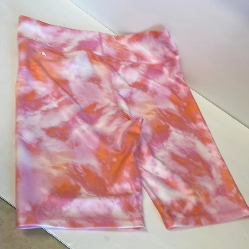 Xersion Pink and Orange Tie-Dye Bike Shorts